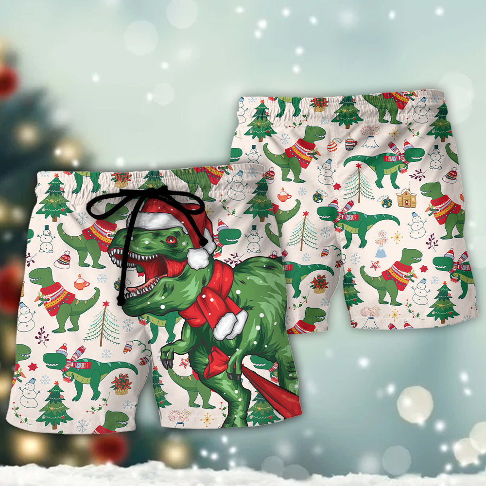 Christmas Dinosaur Holiday Fun – Beach Short