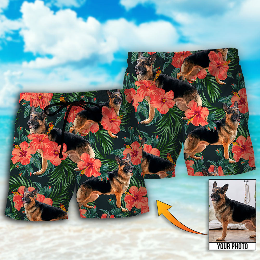 German Shepherd Tropical Style Custom Photo – Beach Short