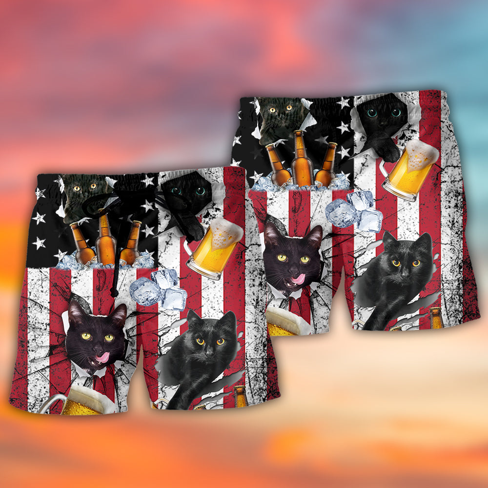 Beer And Black Cat Vintage – Beach Short