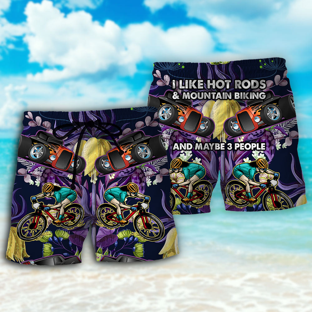 Hot Rod I Like Hot Rods And Mountain Biking - Beach Short - Owls Matrix LTD