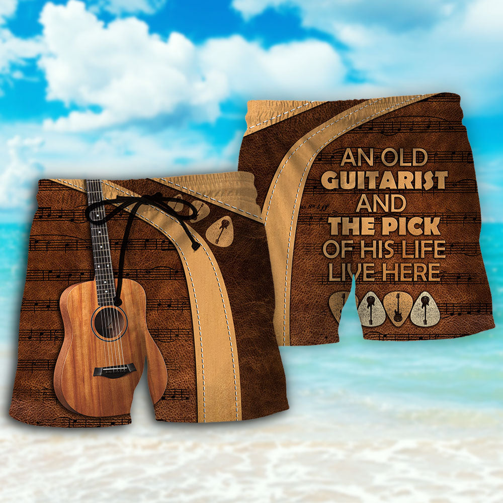 Guitar Old Guitarist Music – Beach Short