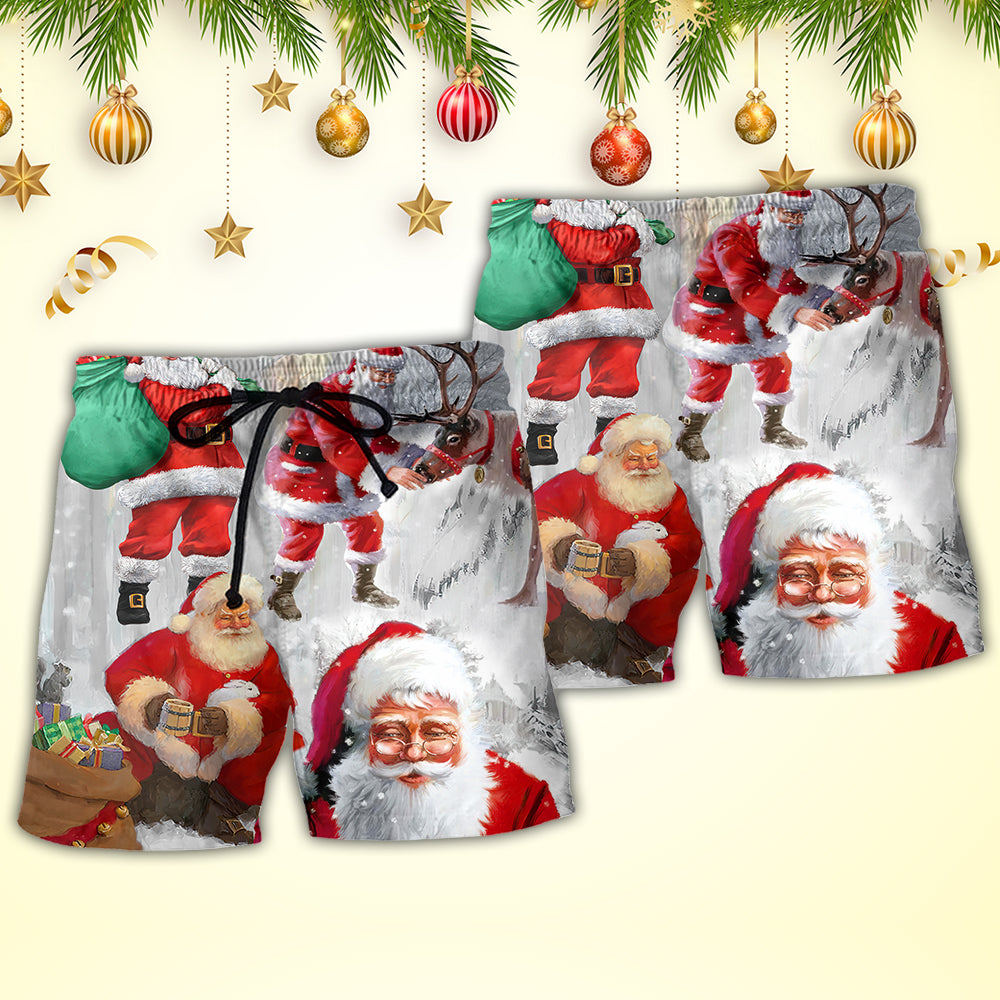 Santa Funny Xmas Art – Beach Short