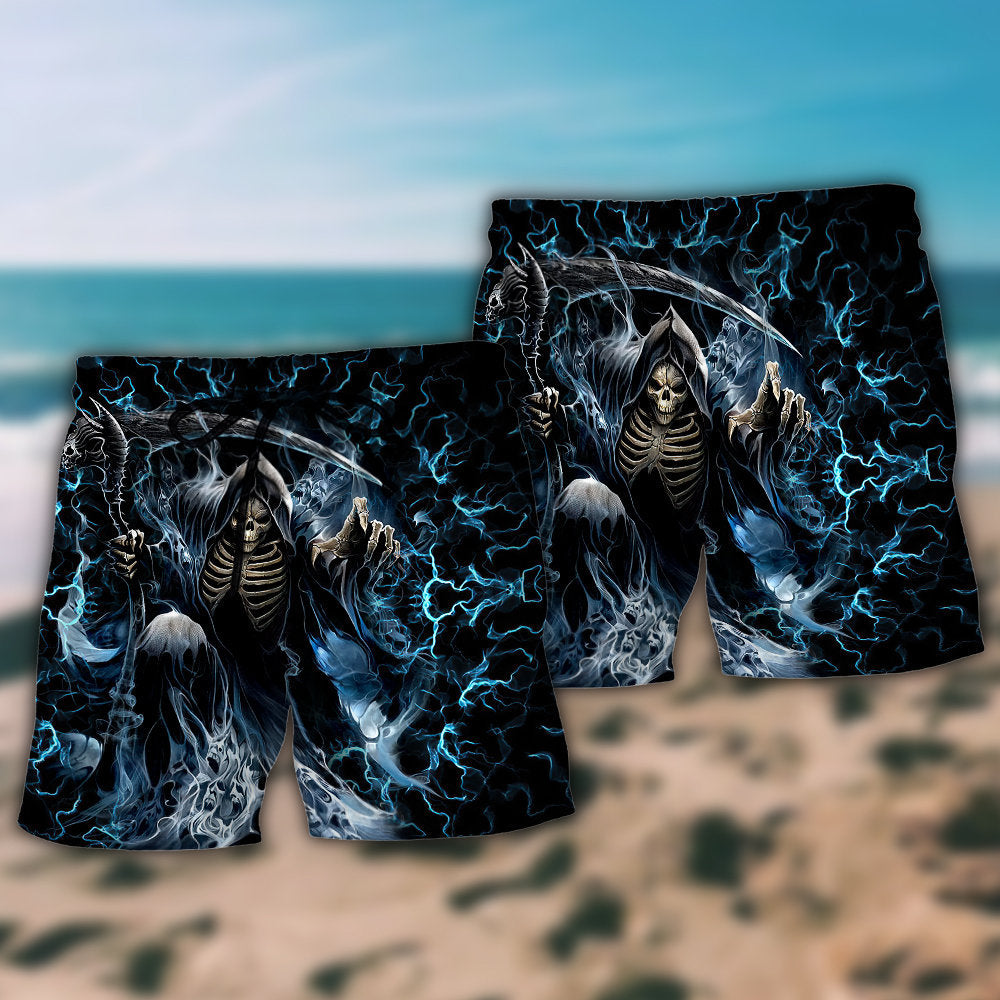Grumpy Old Man Skull Design – Beach Short