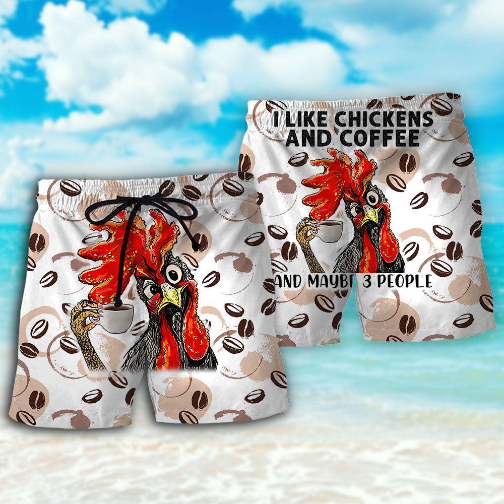 Coffee And Chicken Lover Art – Beach Short