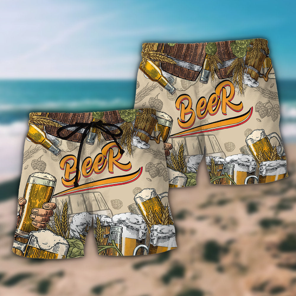 Beer Born To Drink Humor Art – Beach Short