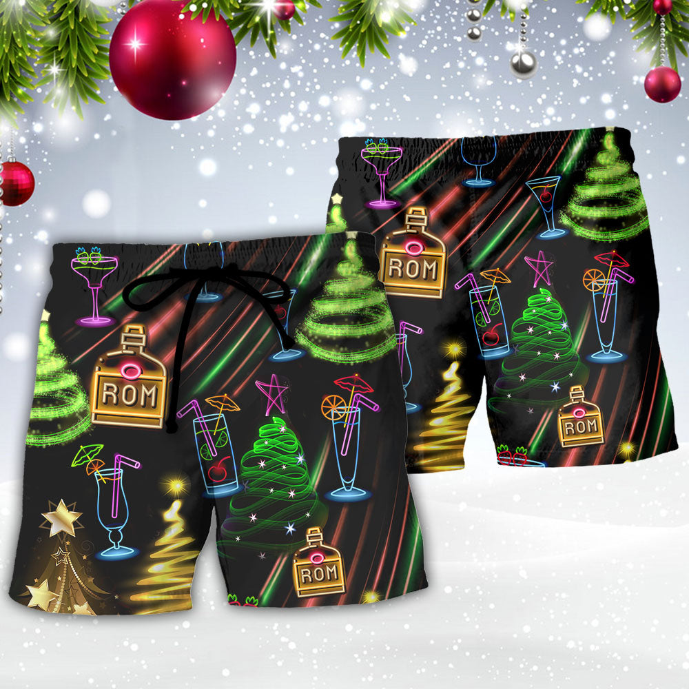 Christmas Rum Neon Party Art – Beach Short