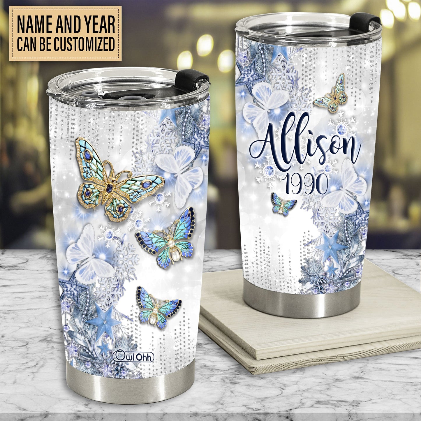 Butterfly Family Jewelry Golden Personalized 20 Oz Tumbler