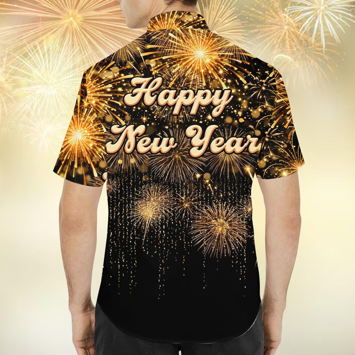 Happy New Year Colorful Fireworks Countdown Party – Hawaiian Shirt