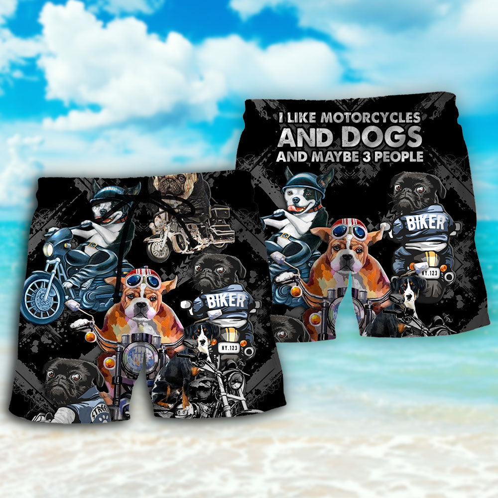 Motorcycle Dog I Like Motorcycles And Dogs - Beach Short - Owls Matrix LTD