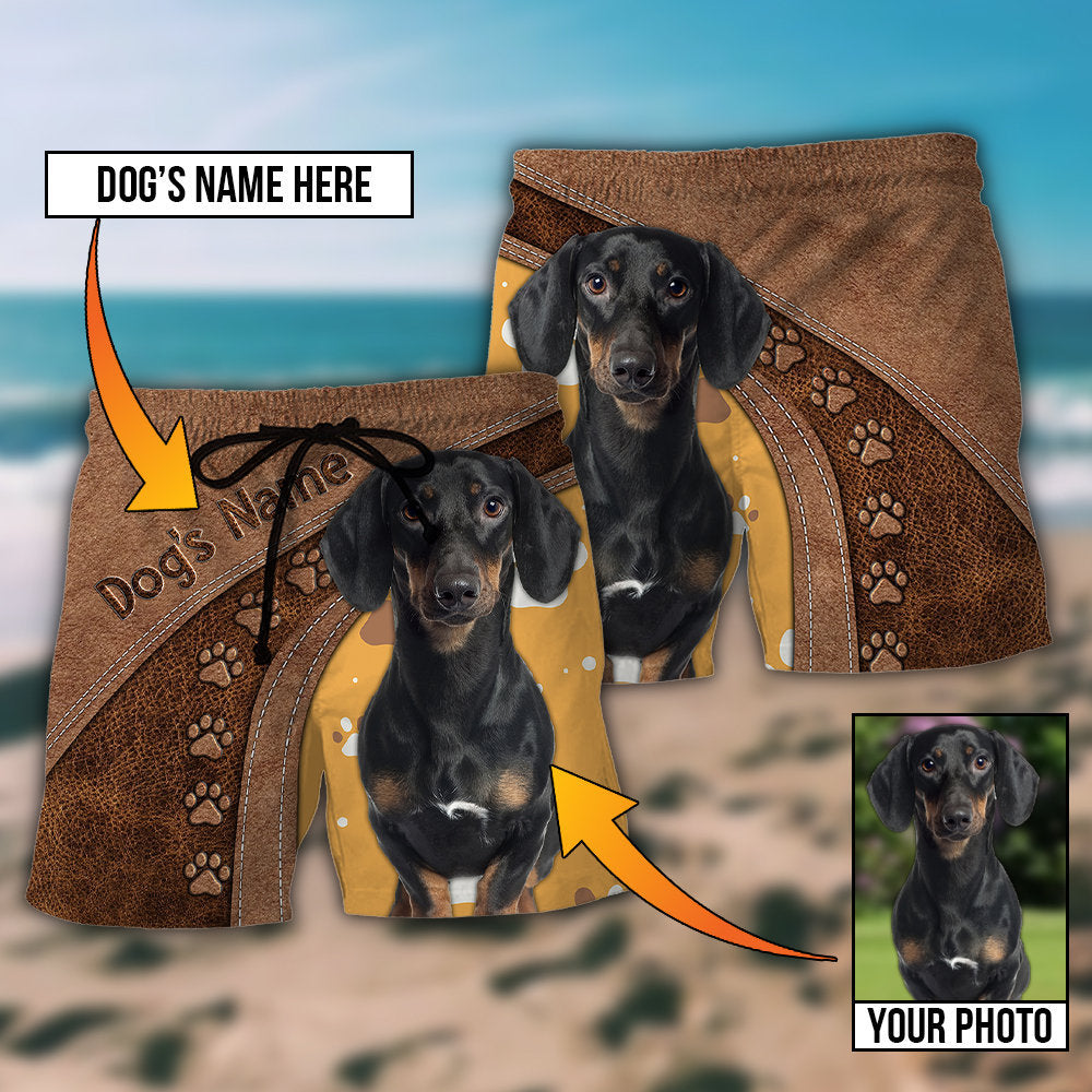 Dog Paw Brown Style Custom Photo Personalized – Beach Short