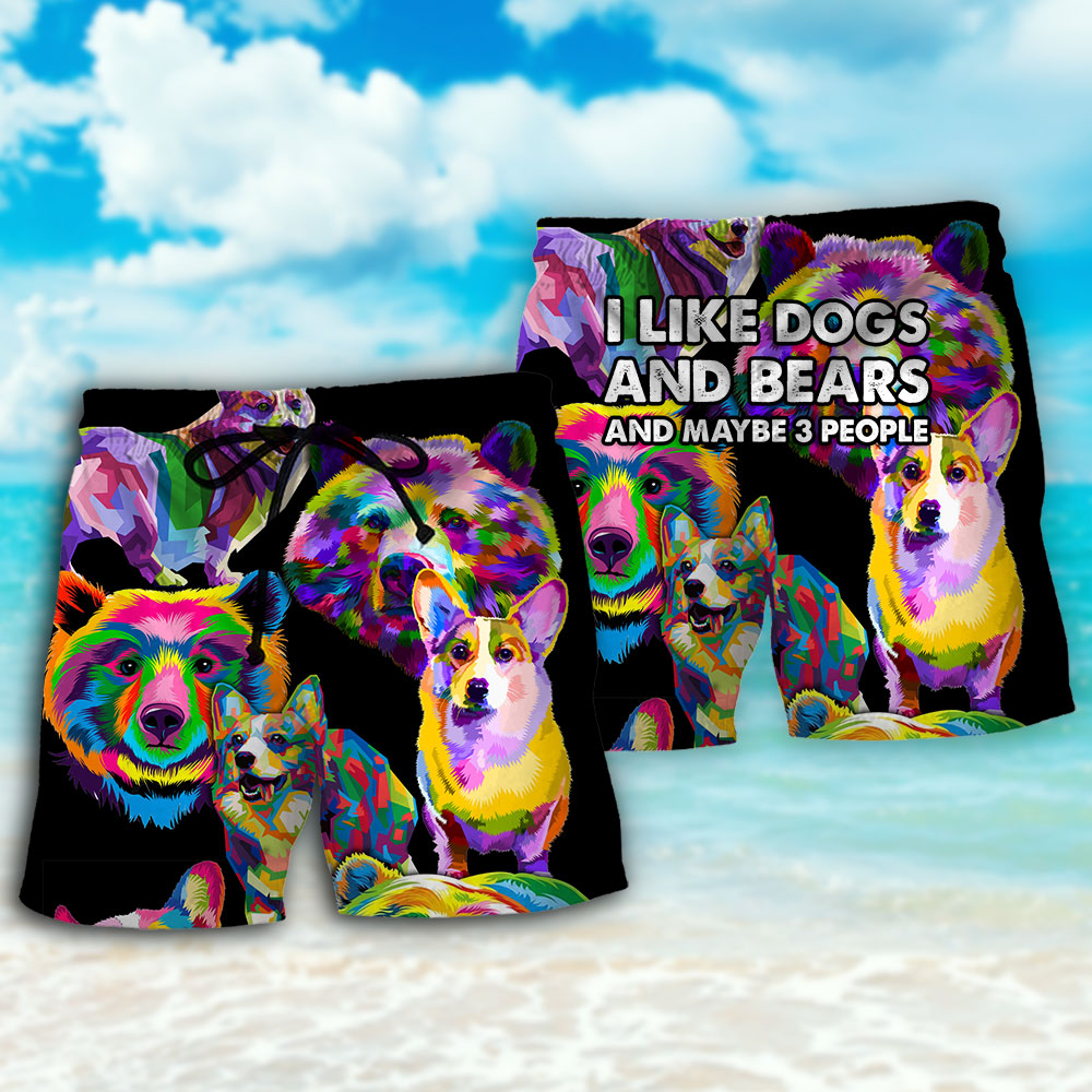 Corgi Dog And Bear Lover - Beach Short