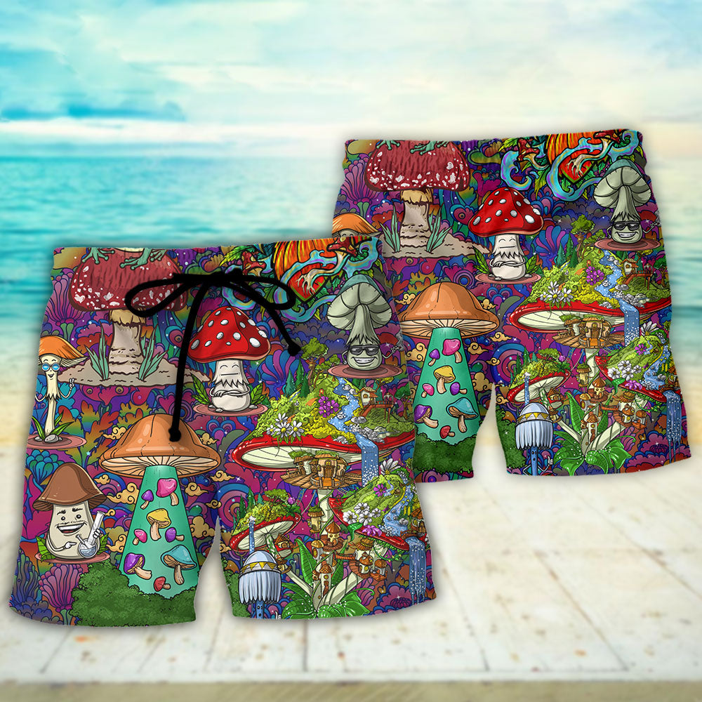 Hippie Mushroom Peace Lover Art – Beach Short