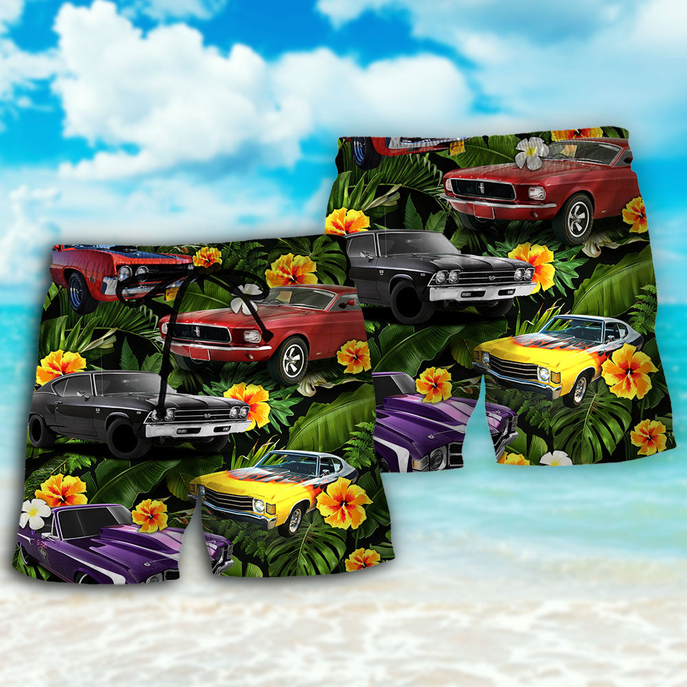 Muscle Car Tropical Vibe - Beach Short