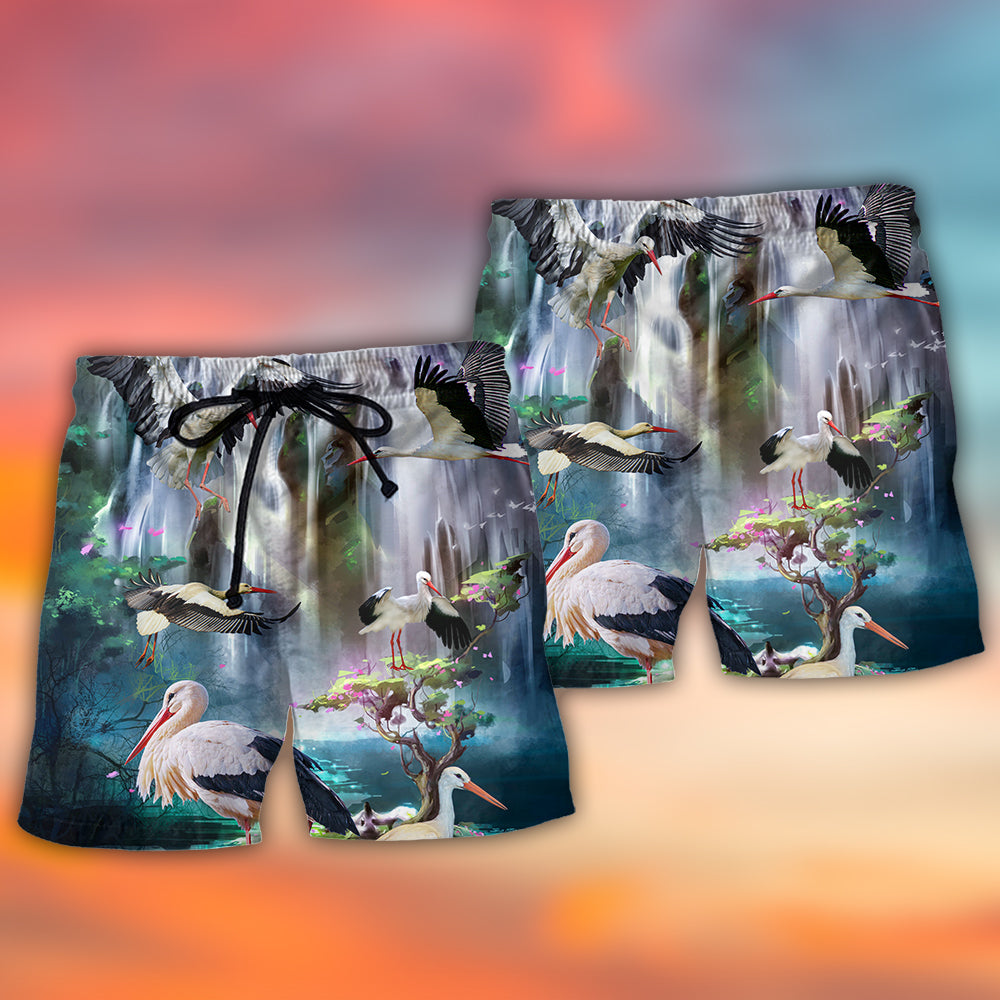 Stork Dreamy Waterfall Bird – Beach Short