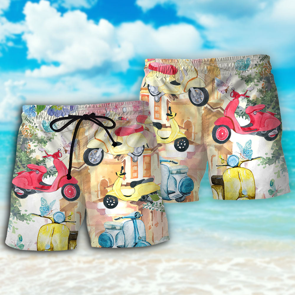 Scooter Floral Watercolor Art – Beach Short