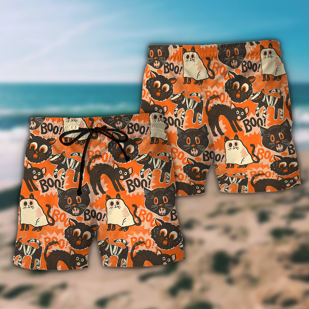 Halloween Scaredy Cat Spooktacular Orange – Beach Short