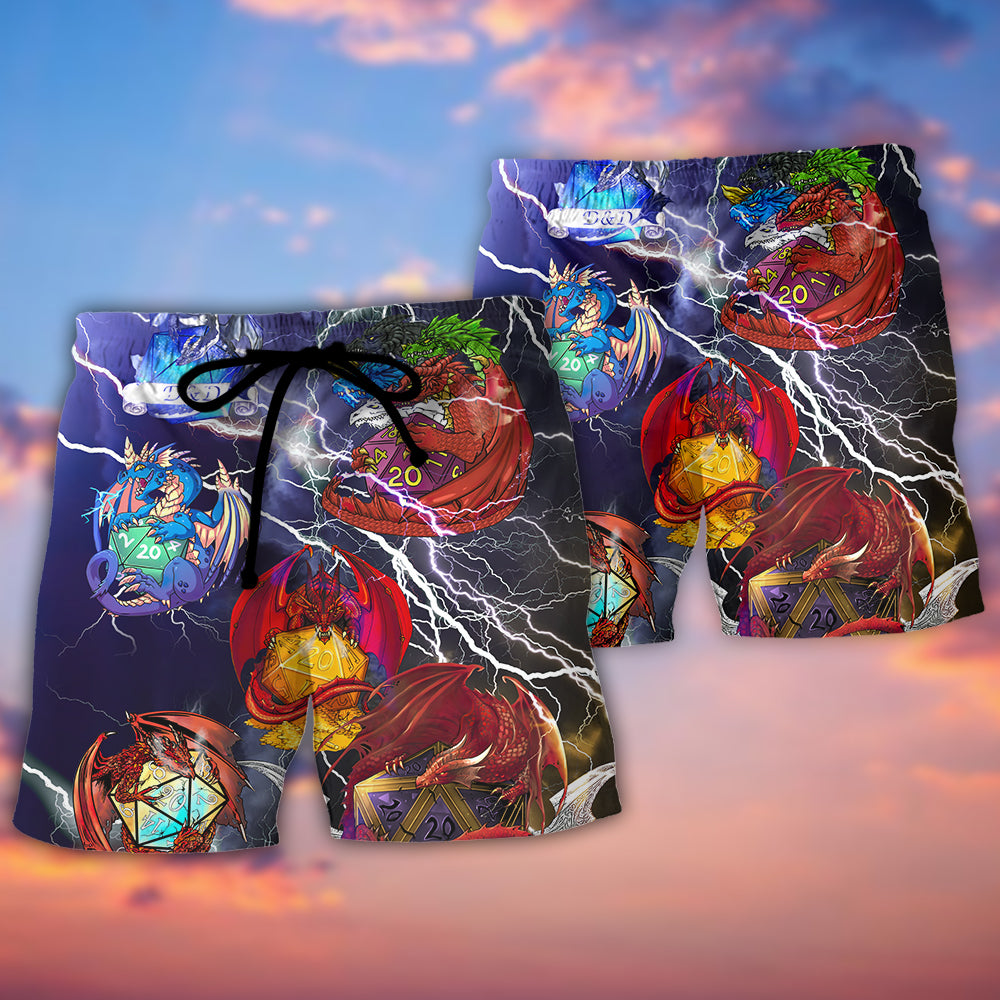 Fantasy Dragon Dice Thunder Art – Beach Short