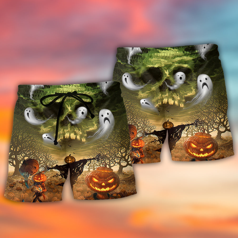 Pumpkin Crazy Ghost Art – Beach Short