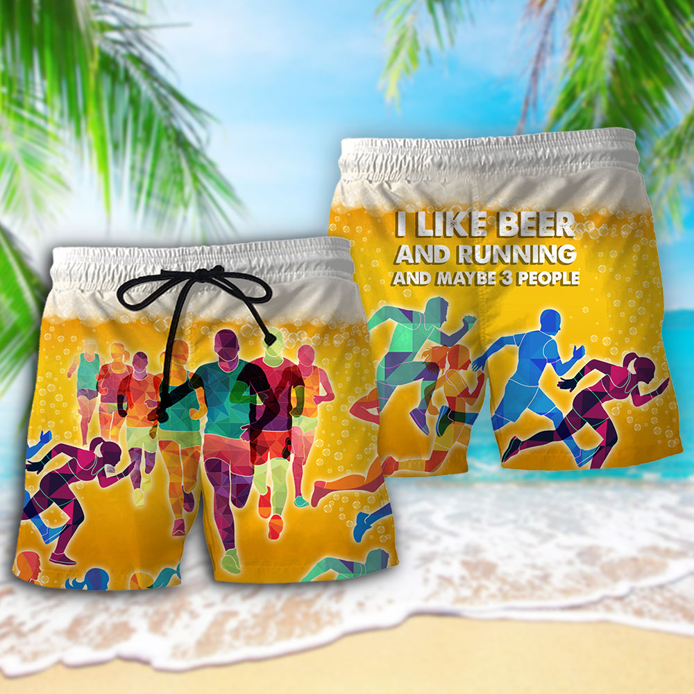Beer I Like Beer And Running - Beach Short - Owls Matrix LTD
