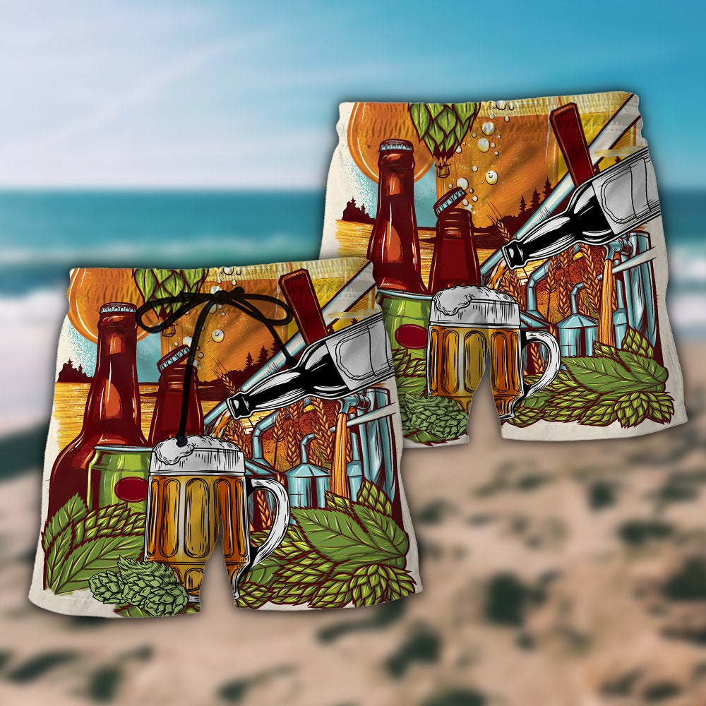 Its Beer Time Drinking Humor Art – Beach Short