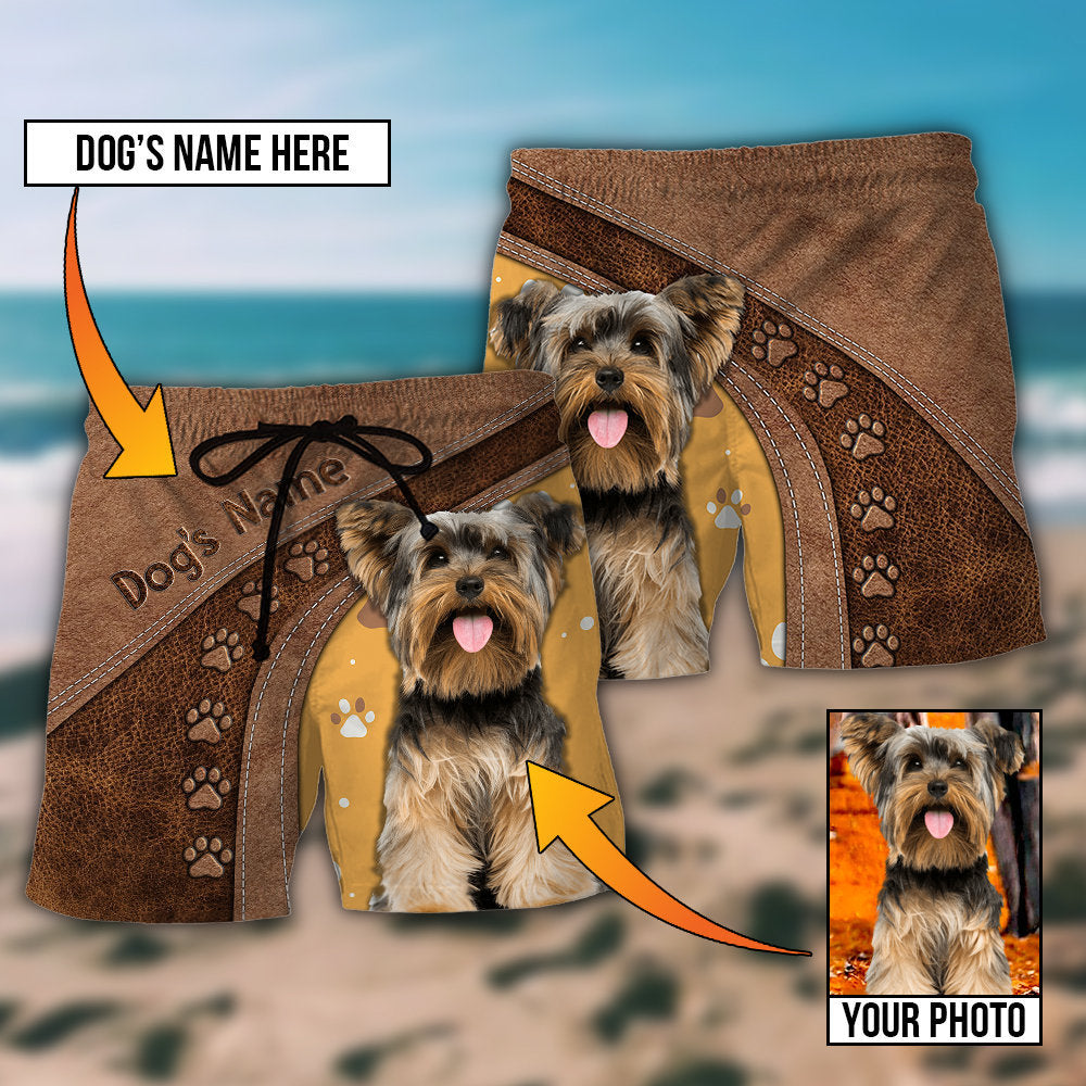 Dog Paw Various Leather Style Custom Photo Personalized - Beach Short