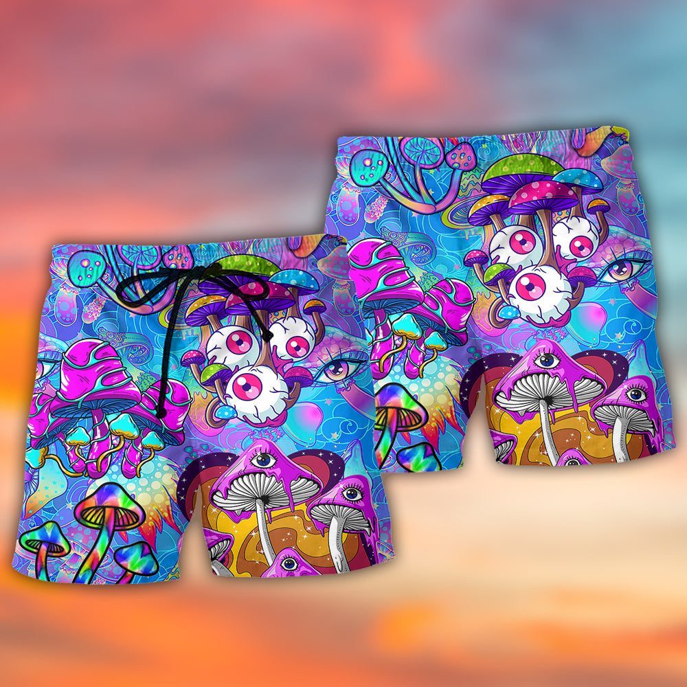 Colorful Hippie Mushroom Fantasy Art – Beach Short