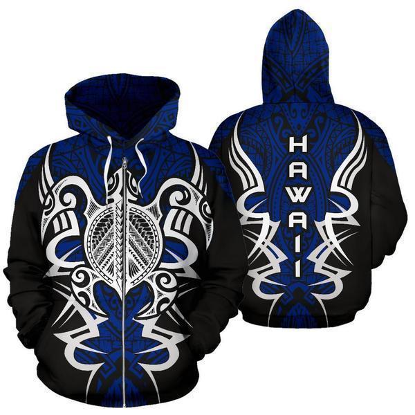 Hawaii Turtle Tribal Blue Armor Art - 3D Hoodie