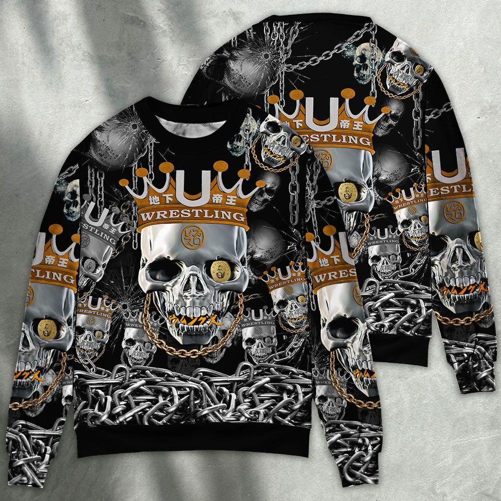 Blue Smoke Flaming Skull Art – Sweater - Ugly Christmas Sweater