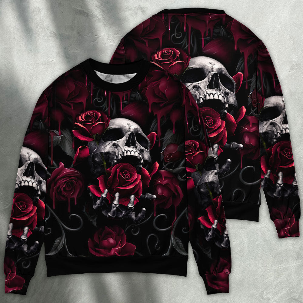 Rose Blood Dark Screaming Skull Art – Sweater - Ugly Christmas Sweater