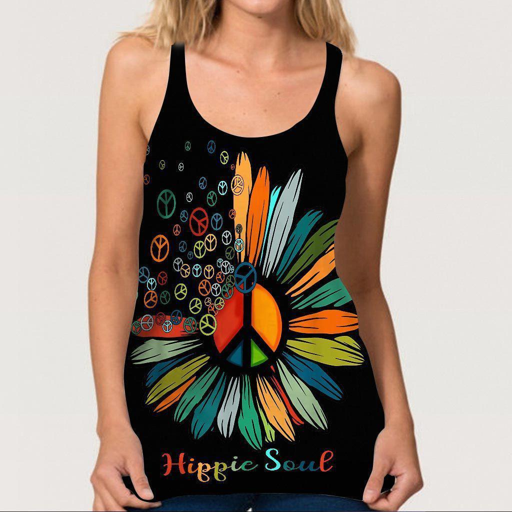 Hippie Soul Color Peaceful Limited 3 - Cross Open Back Camisole Tank Top - CROT03NGA160721-Owls Matrix