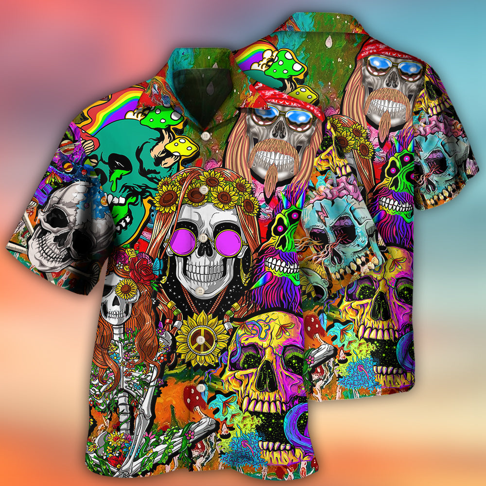 Colorful Hippie Skull Psychedelic - Hawaiian Shirt
