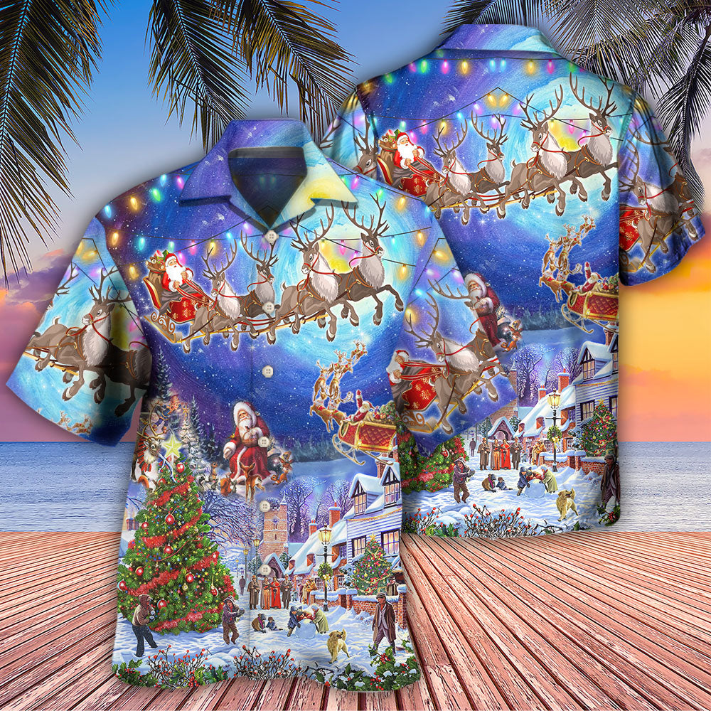 Christmas Santa Snowy Night Village – Hawaiian Shirt
