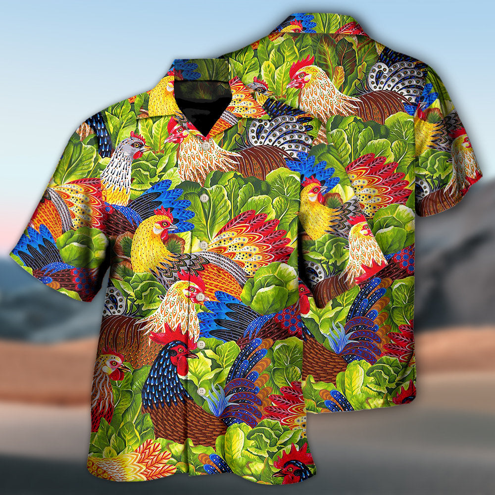 Chicken Family Colorful Art – Hawaiian Shirt