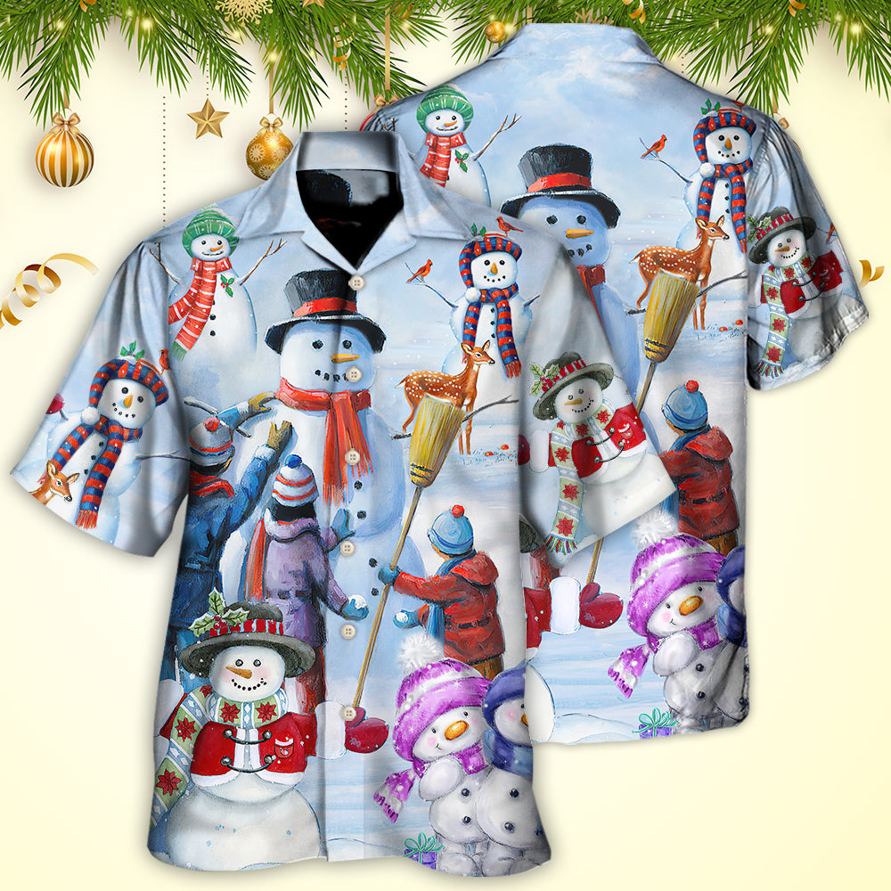 Christmas Snowman Family Joyful Holiday Art – Hawaiian Shirt