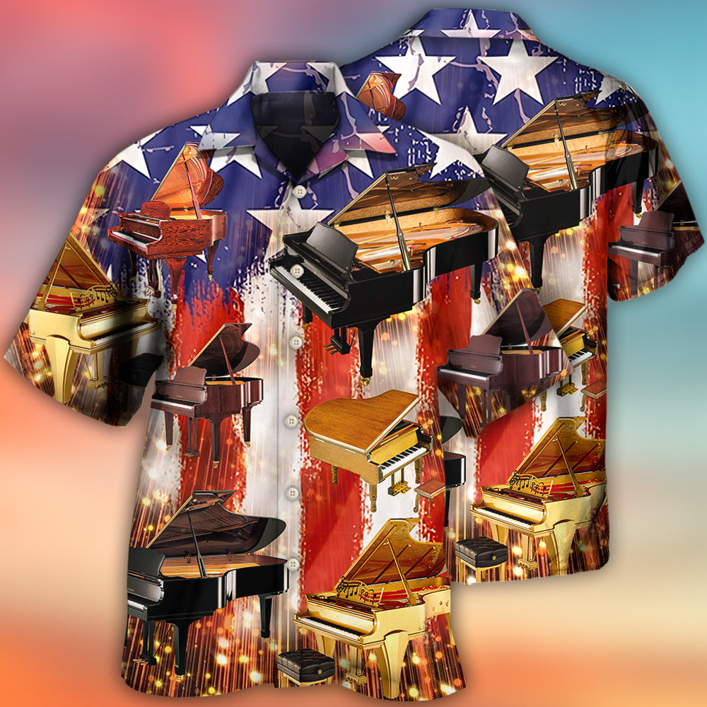 Patriotic Piano Independence - Hawaiian Shirt