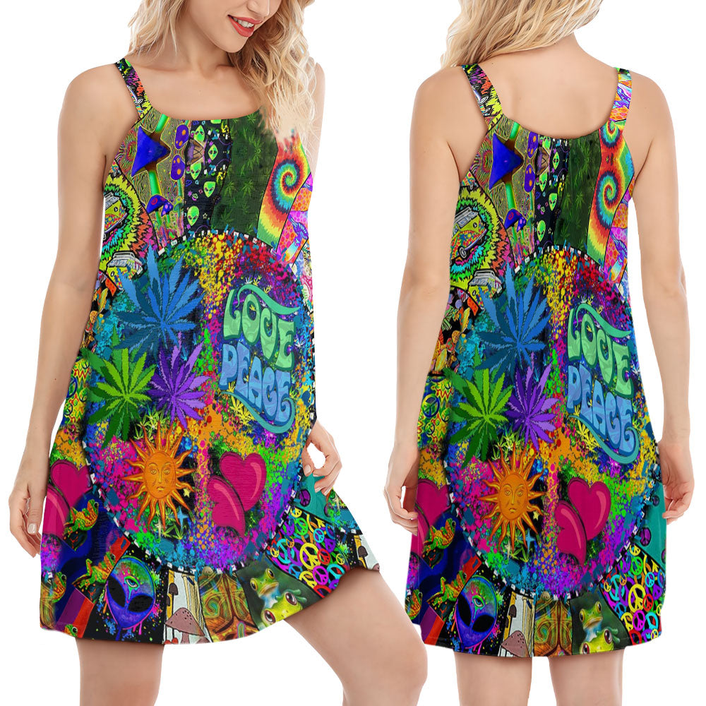 Hippie Power Of Music Gnome – Women's Summer Sleeveless V-Neck Camisole Dress