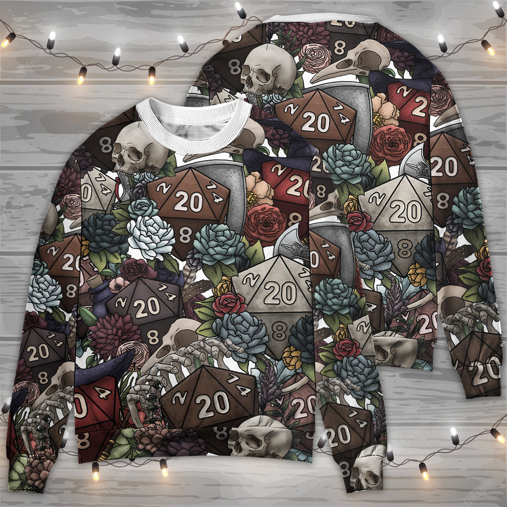 D20 Dice Dark Fantasy Art Style – Sweater - Ugly Christmas Sweater
