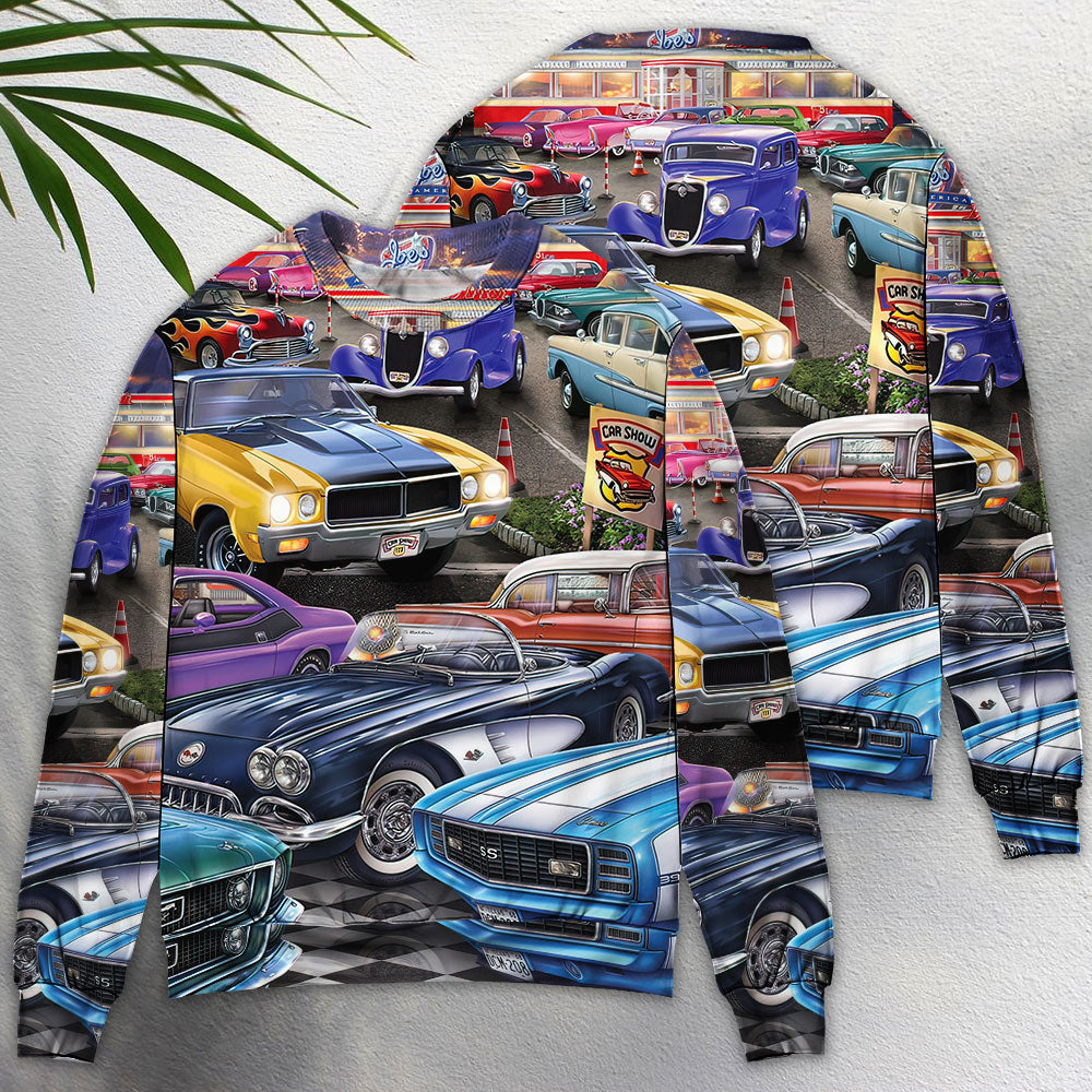 Classic Car Show Lifestyle Art – Sweater - Ugly Christmas Sweater