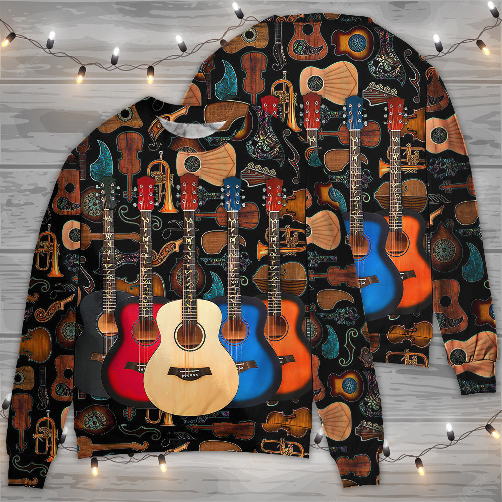 Guitar Lover Happy Life Music Style – Sweater - Ugly Christmas Sweater