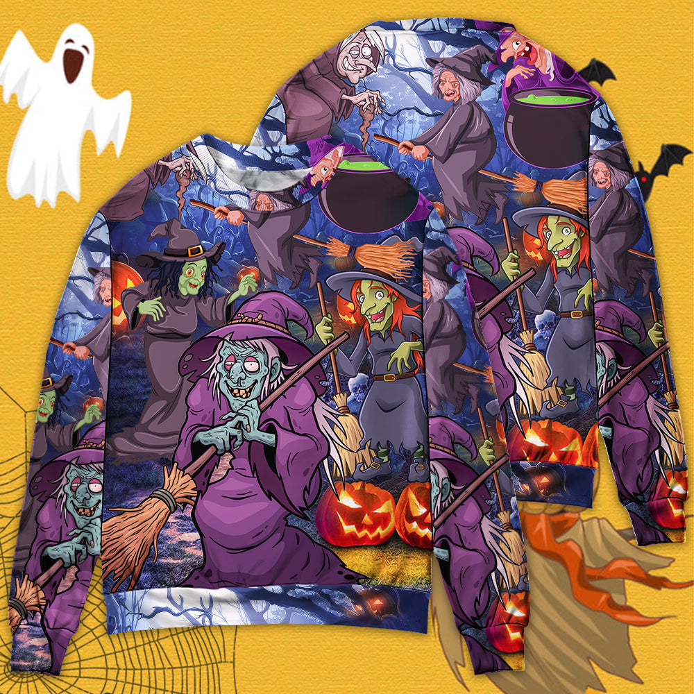 Halloween Funny Witch Pumpkin Magic Forest – Sweater - Ugly Christmas Sweater