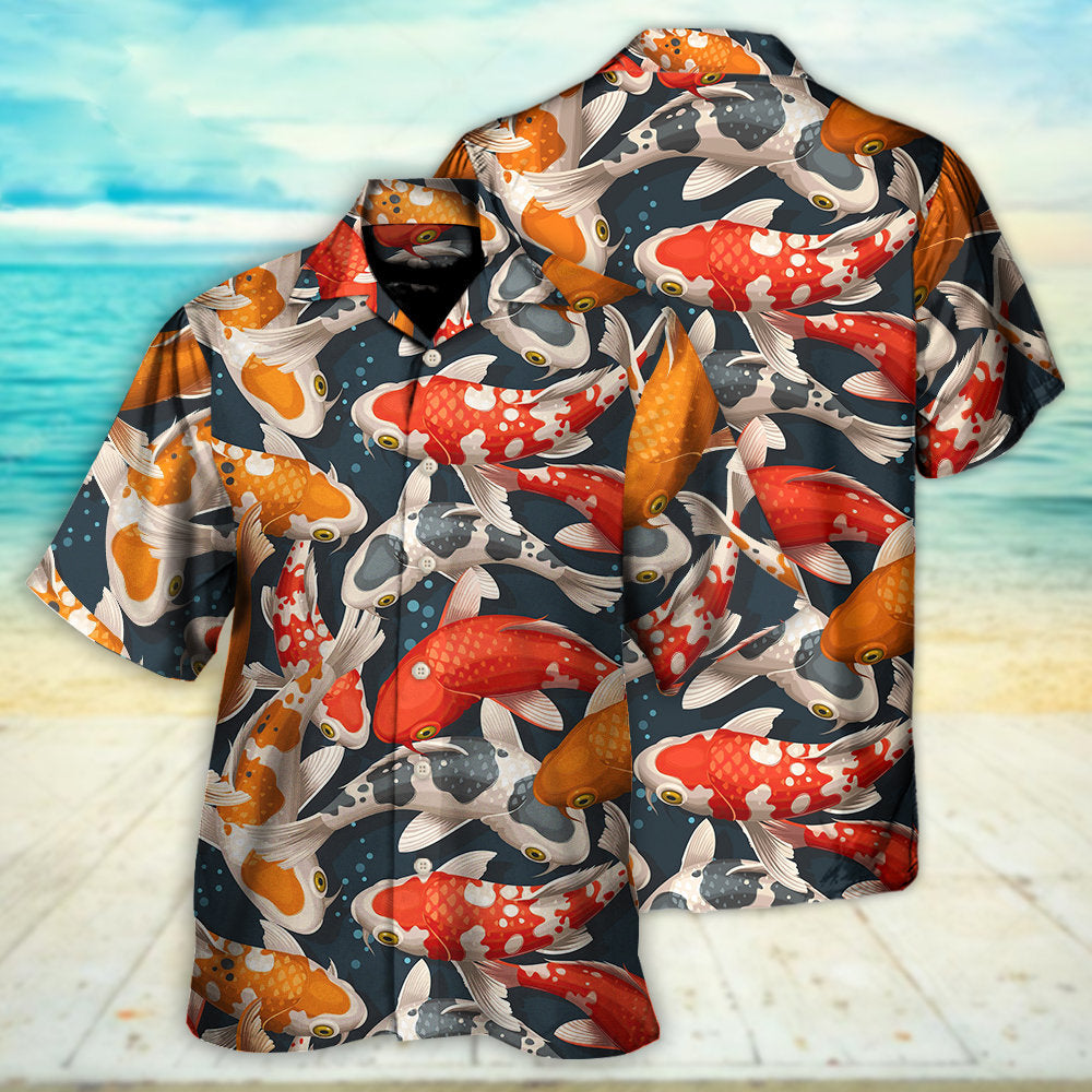 Colorful Koi Fish Swimming Artistic Design - Hawaiian Shirt
