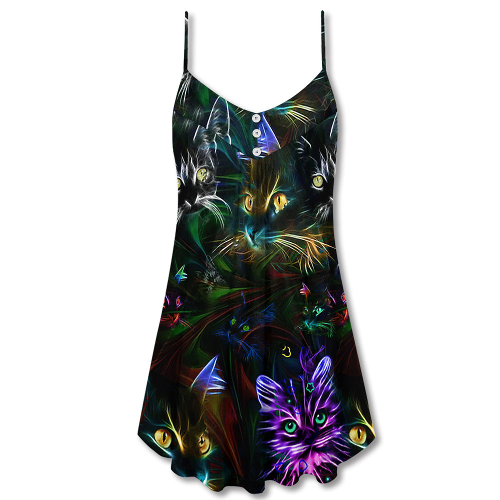 Lovely Cat Dont Care – Women's Summer Sleeveless V-Neck Camisole Dress