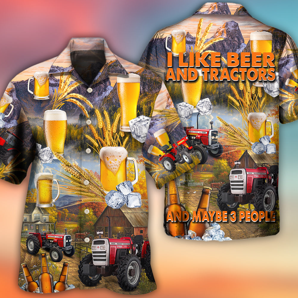 Beer Tractor Autumn Farm - Hawaiian Shirt