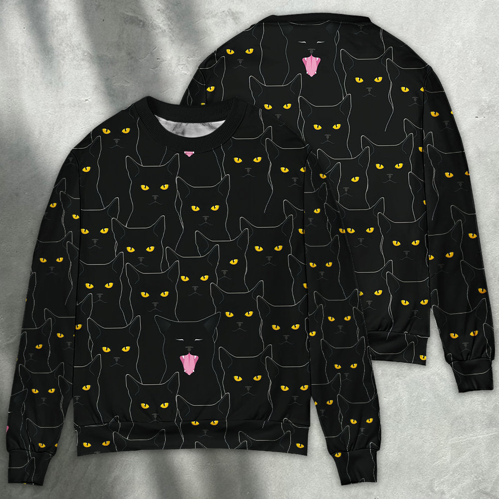 Lovely Black Cat Looking At You – Sweater - Ugly Christmas Sweater