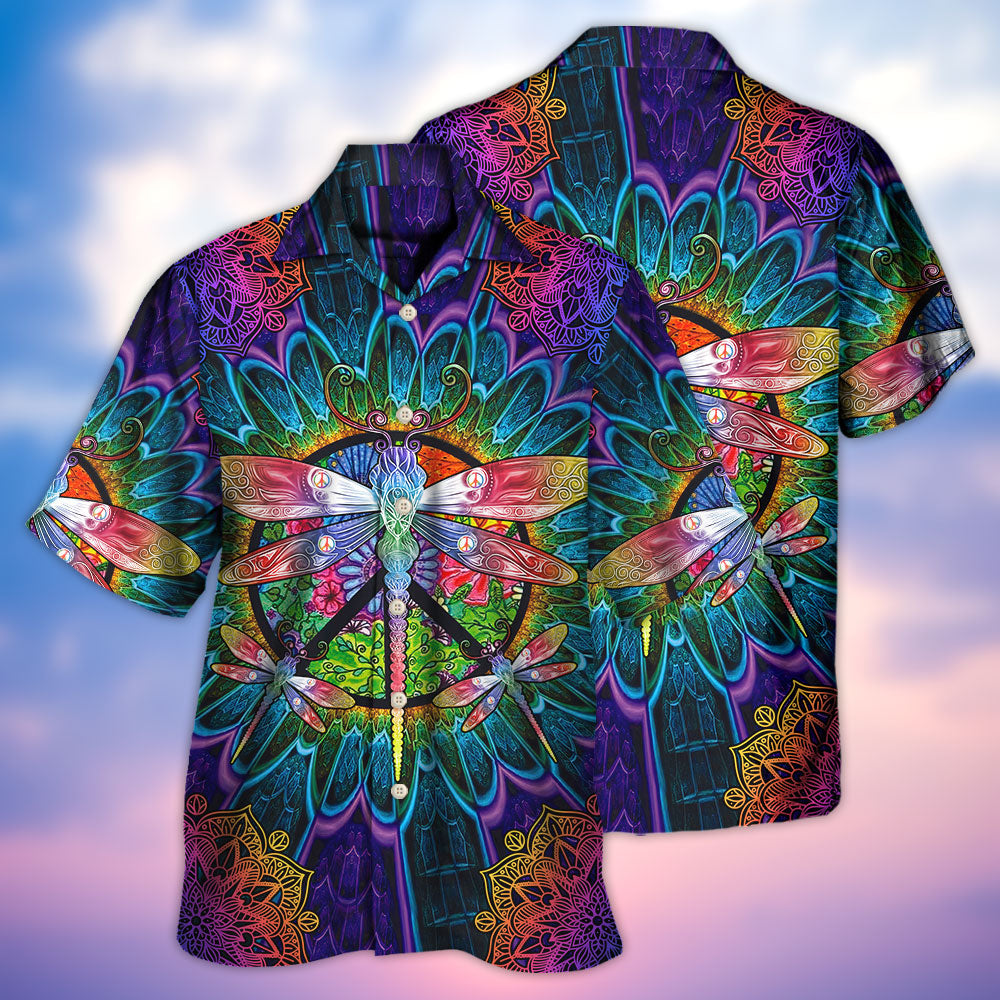 Colorful Dragonfly Mandala Peace Art – Hawaiian Shirt