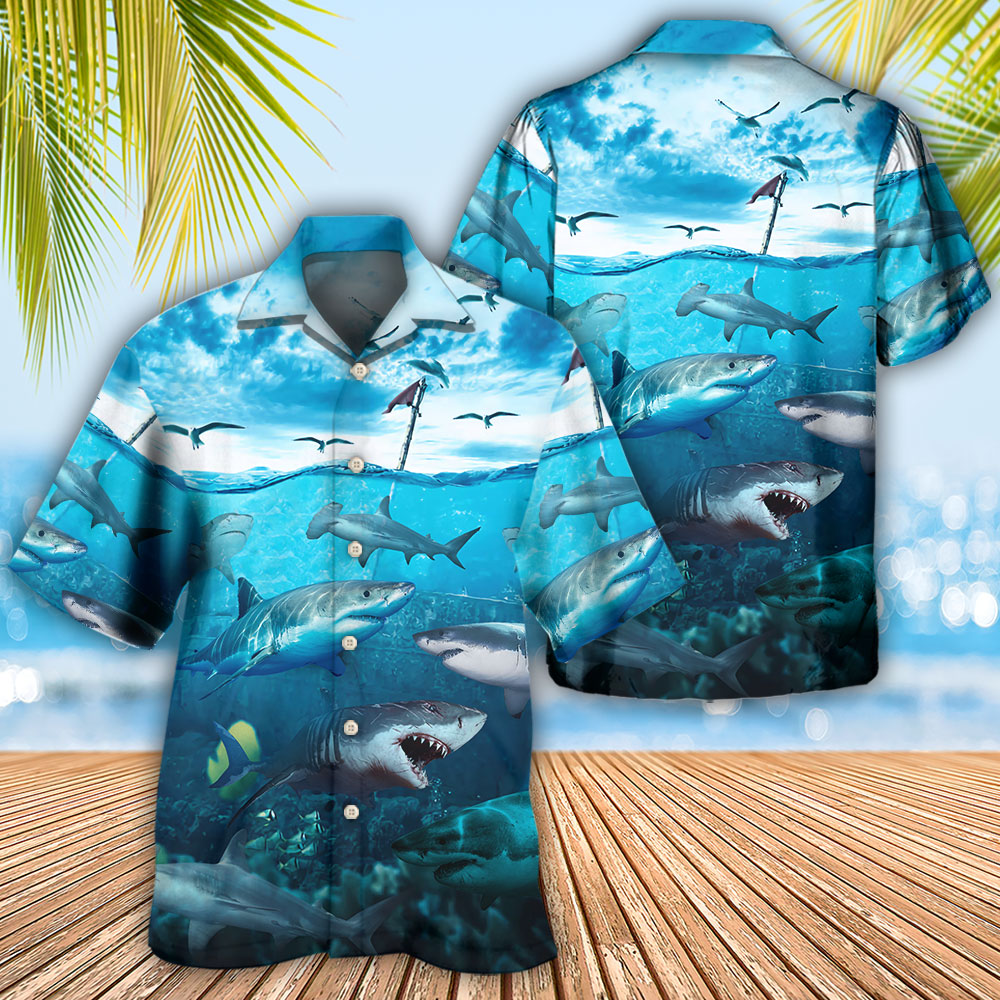 Shark Undersea Darkness Moody Art – Hawaiian Shirt
