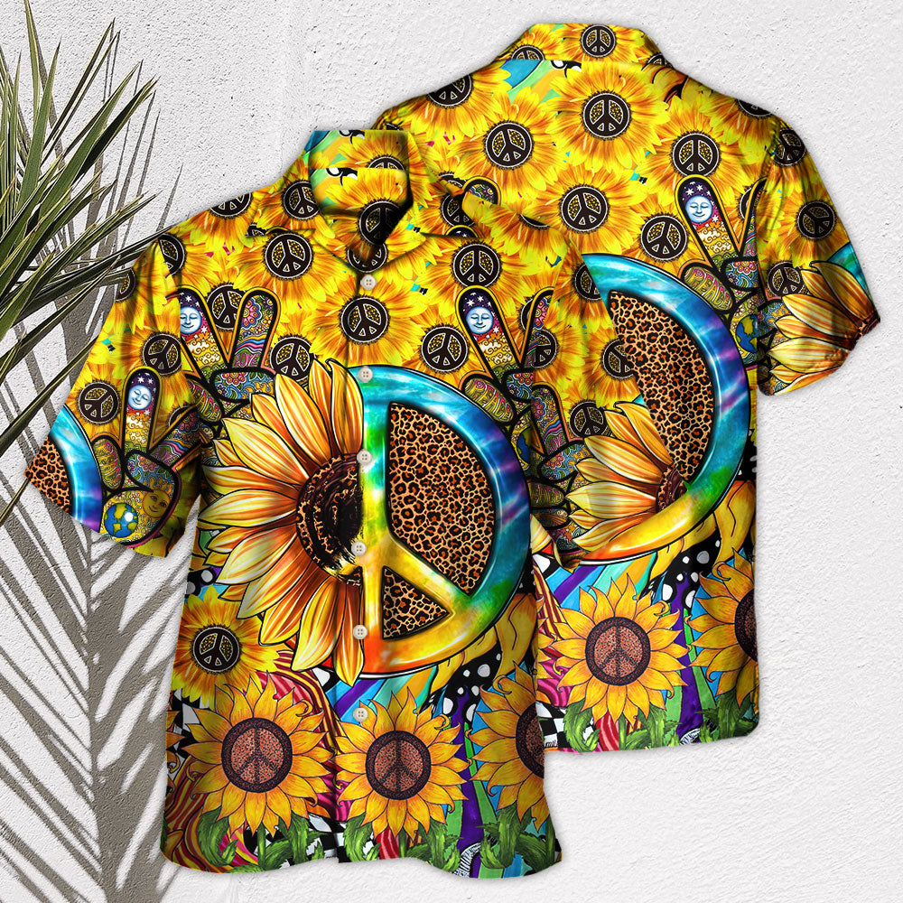 Hippie Sunflowers Peace Sign Style - Hawaiian Shirt