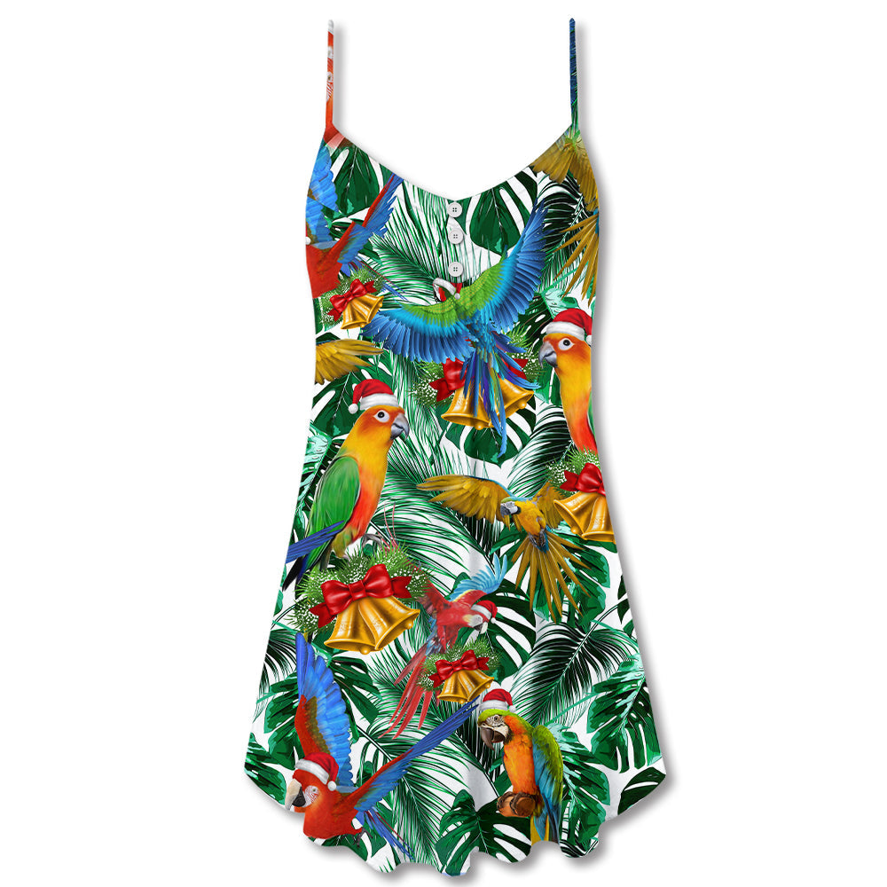 Christmas Parrot Tropical Love – Women's Summer Sleeveless V-Neck Camisole Dress