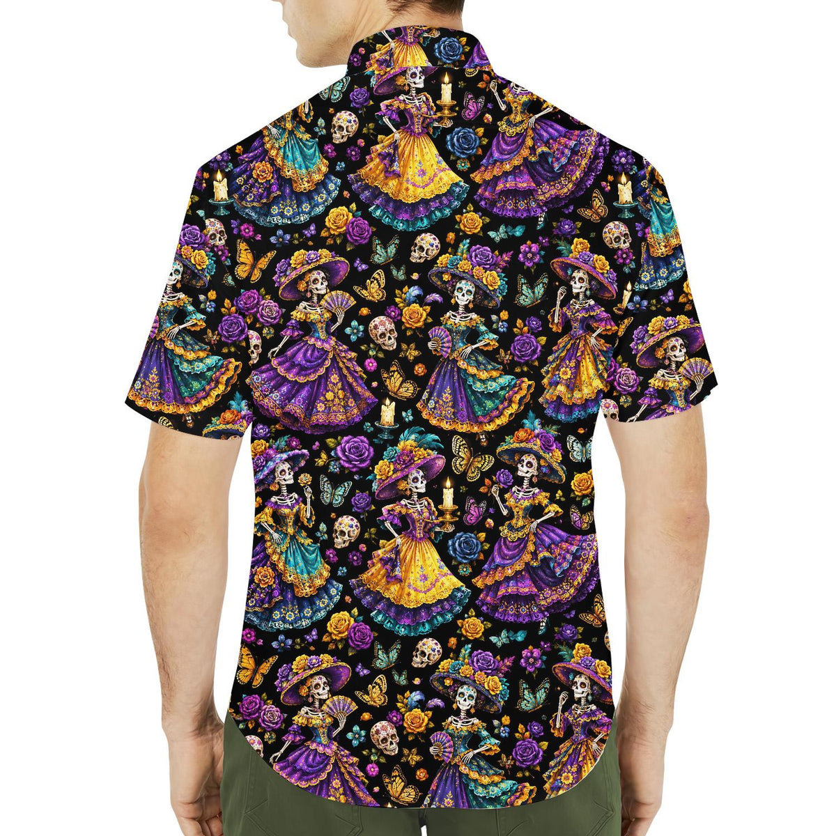 Sugar Skull Gothic Lady Floral Skeleton Halloween – Hawaiian Shirt