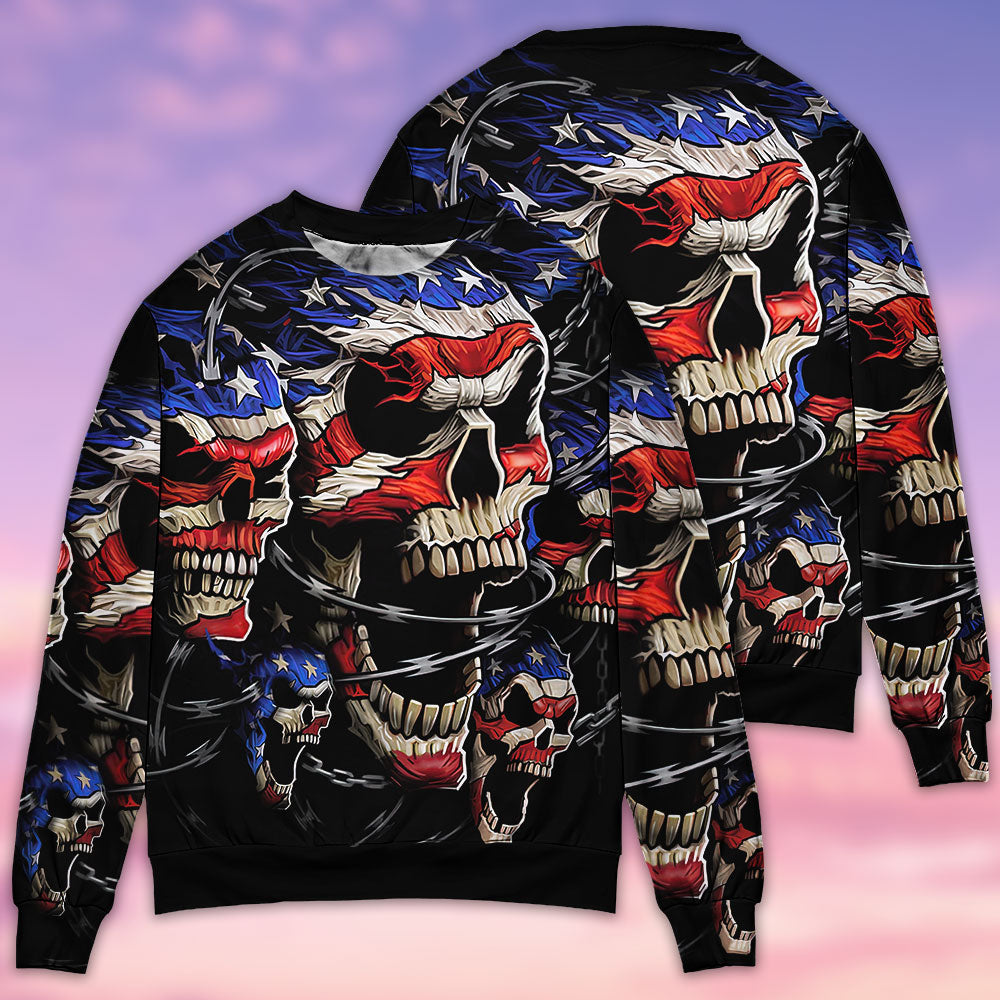 Skull Love America Forever Style – Sweater - Ugly Christmas Sweater